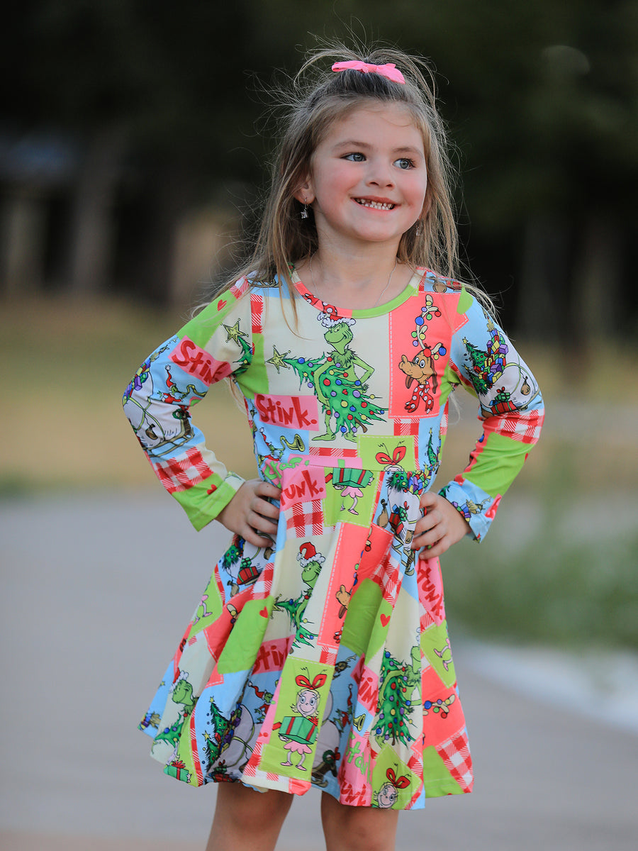 Christmas Tree Print Girls Dress