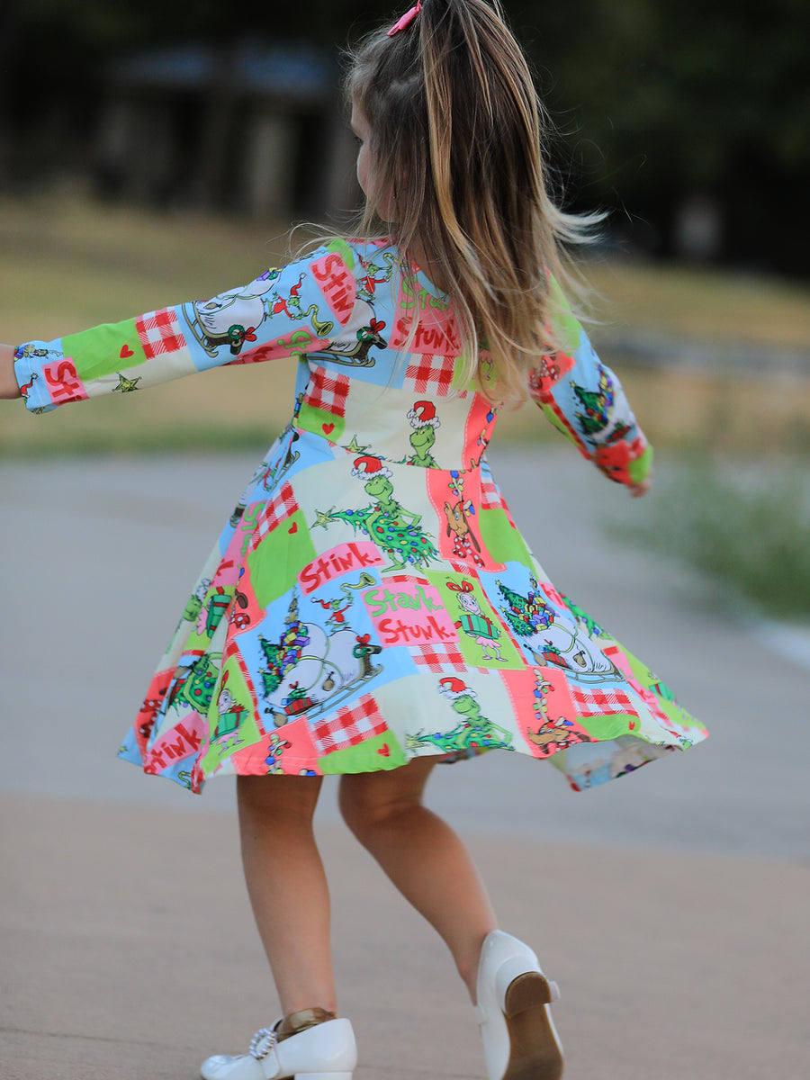 Christmas Tree Print Girls Dress