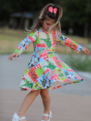 Christmas Tree Print Girls Dress