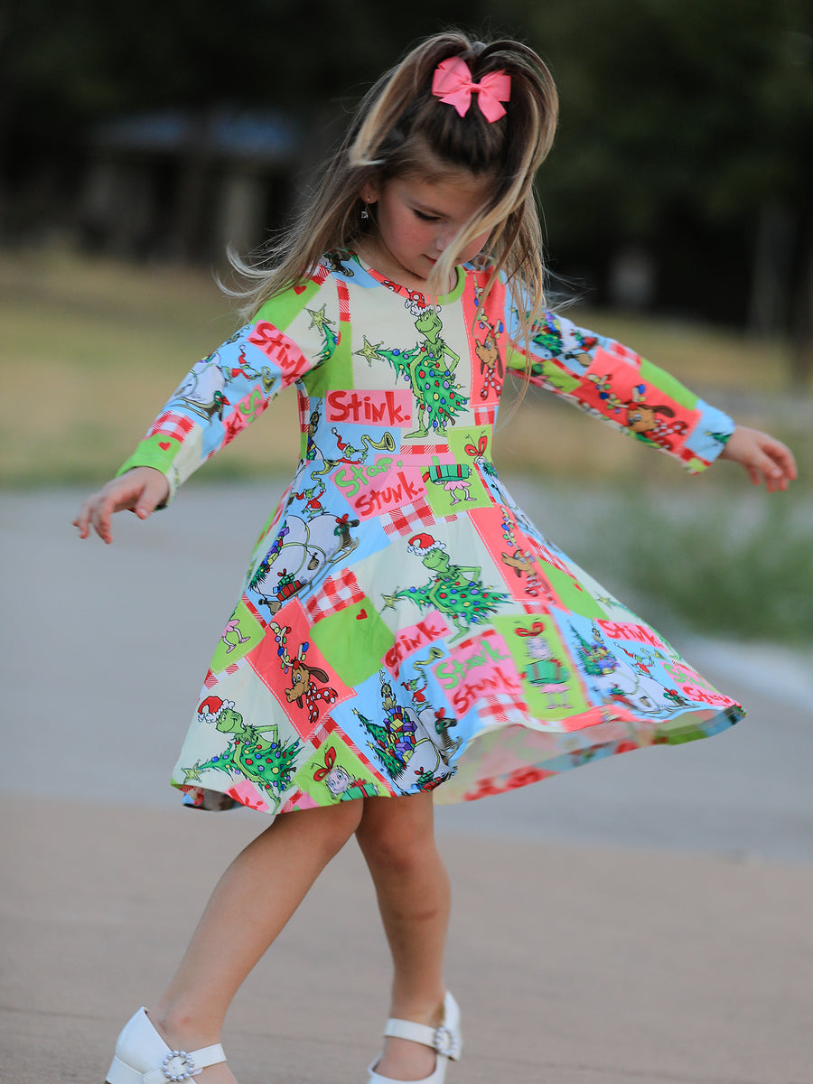 Christmas Tree Print Girls Dress