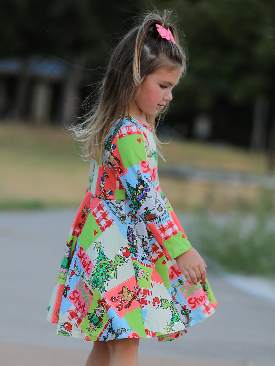 Christmas Tree Print Girls Dress