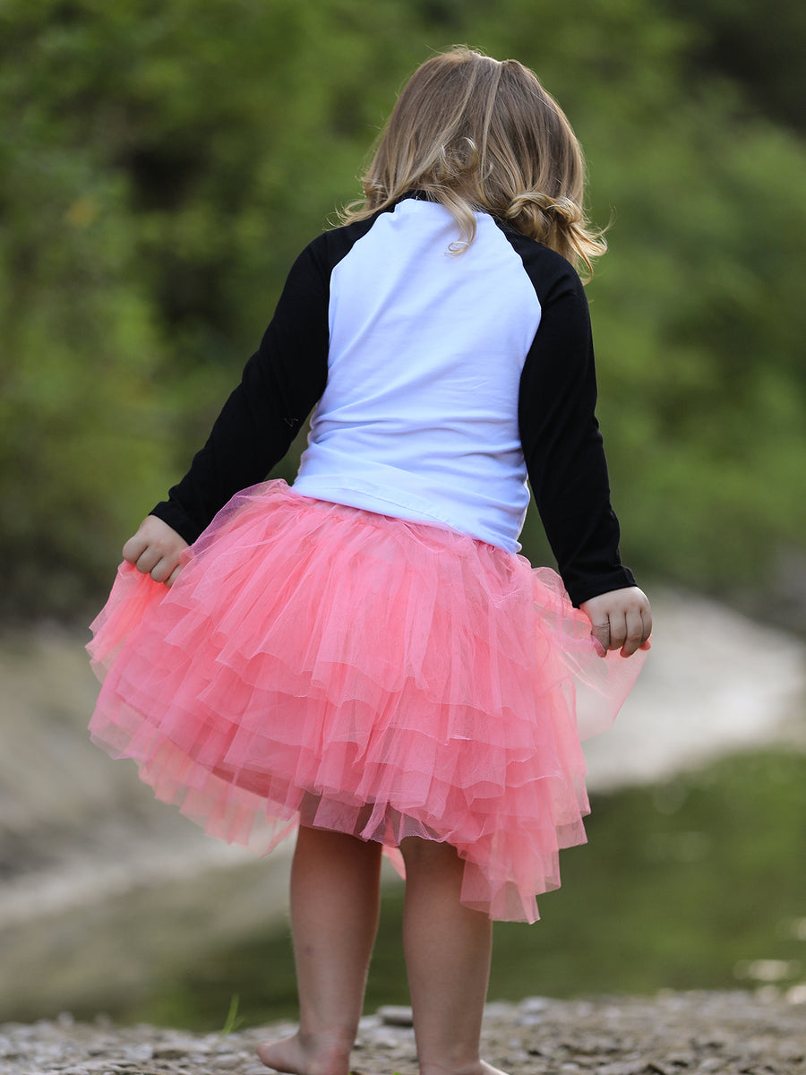 Halloween Printed Children's Top + Pink Gauze Skirt