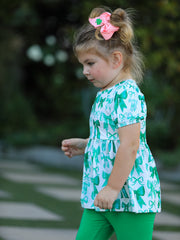 St. Patrick's Day Bow Top and Ruffled Leggings Girls Set