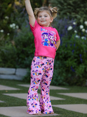 Girls Character Print Short-sleeved Top + Trousers Set