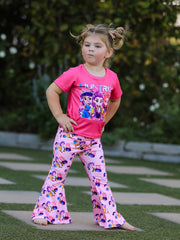 Girls Character Print Short-sleeved Top + Trousers Set