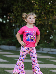 Girls Character Print Short-sleeved Top + Trousers Set