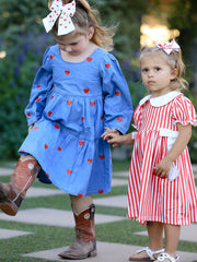 Denim Heart Dress for Girls – Long Sleeve Valentine Outfit