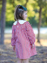 Christmas Embroidered Christmas Tree Plaid Girls Dress
