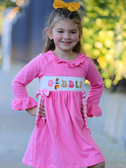Fall Thanksgiving& Halloween "GOBBLE" Smock Embroidery Baby Girl Dress