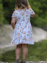 Halloween Pumpkin Ghost Print Cute Girls Dress