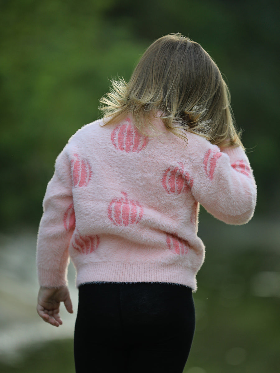 Halloween Pink Girls Pullover Sweater