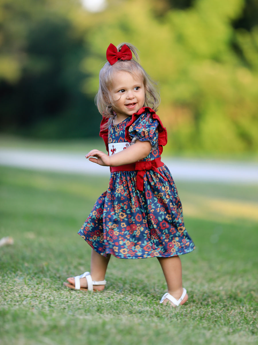 Vintage Floral Smocked Church Christ Bishop Christening Girl Dress