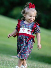 Vintage Floral Smocked Church Christ Bishop Christening Girl Dress