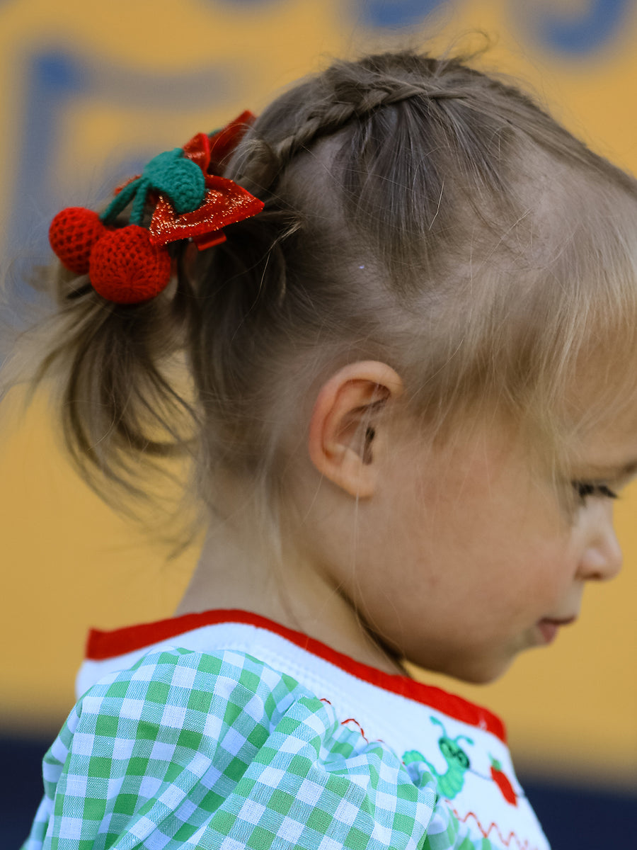 Back To School Girls Green Plaid Smocking Dress