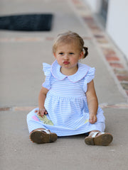 PREORDER Back To School Girls Stripe Pencil Applique Bow Dress