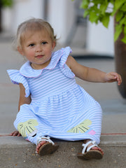 PREORDER Back To School Girls Stripe Pencil Applique Bow Dress