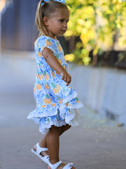 Fall Girls Pumpkin Patch Dress Lace Trim with Pockets