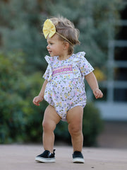 Girls Smocking Embroidered Floral Romper