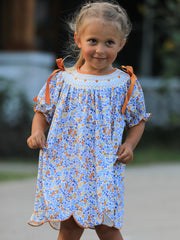 Fall Floral Smocked Girls Dress