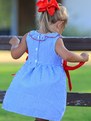 Girls 4th of July Twirl Dress Bow Smocked Embroidery