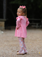 Halloween Ghost Girls Bell Bottom Pant Set Ruffle