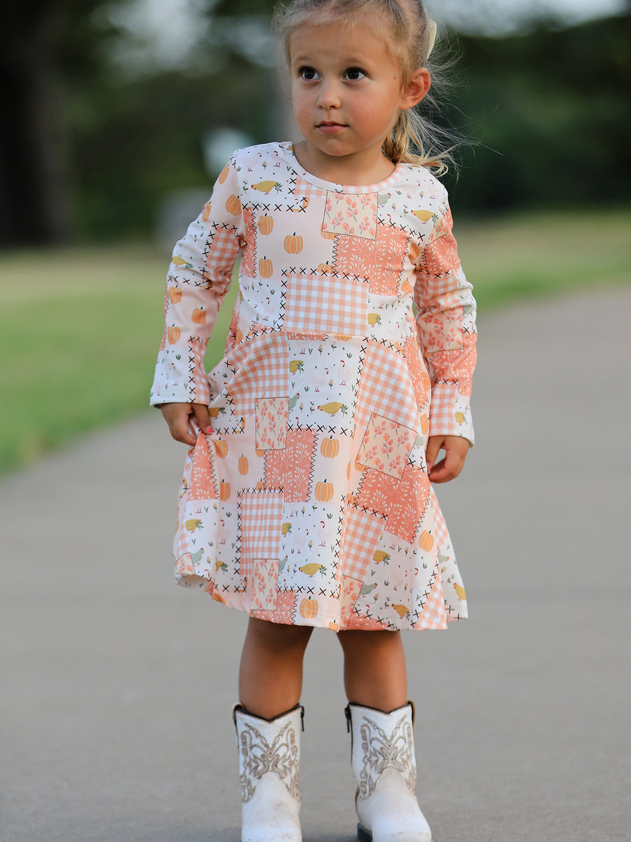 Preorder Thanksgiving Halloween Patchwork Girls Dress