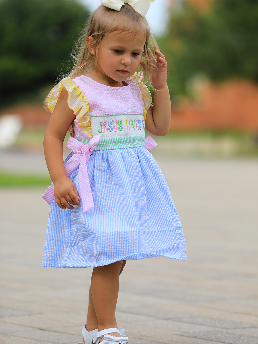 Jesus Loves Me "Embroidered Girls Dress