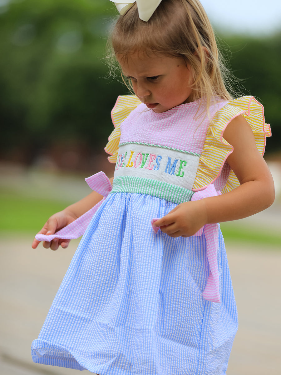 Jesus Loves Me "Embroidered Girls Dress