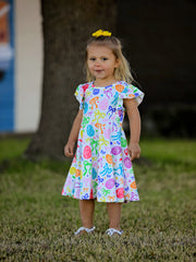 Rainbow Easter Egg Bow Girls Dress