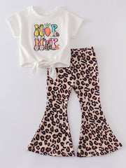 Easter Leopard Rabbit Print Bell Pants Set