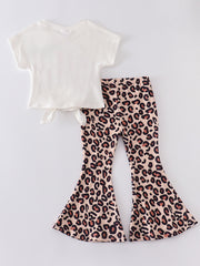 Easter Leopard Rabbit Print Bell Pants Set