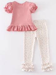 Dirty Pink Rabbit Applique Ruffle Pants Set