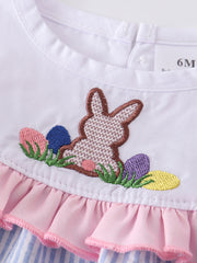 Blue Stripe Rabbit Applique Baby Set