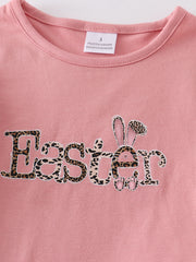 Dirty pink "easter"leopard  skirt set