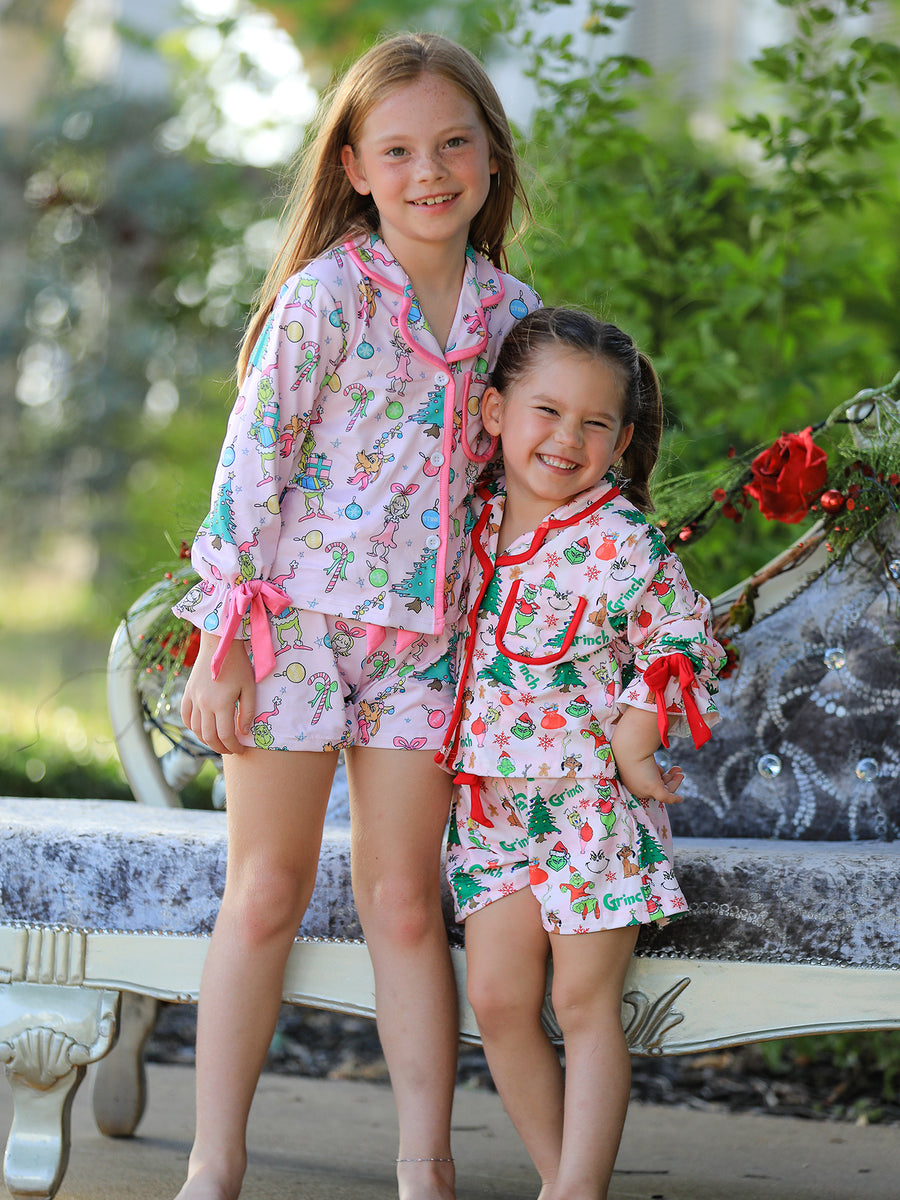 Christmas Tree Character Mommy And Me Ruffle Pajamas Set