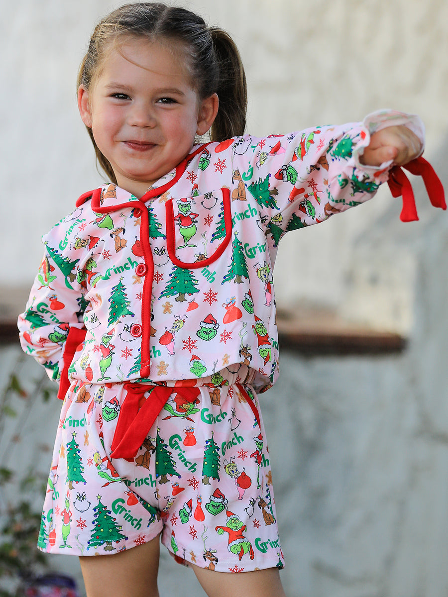 Christmas Tree Character Mommy And Me Ruffle Pajamas Set