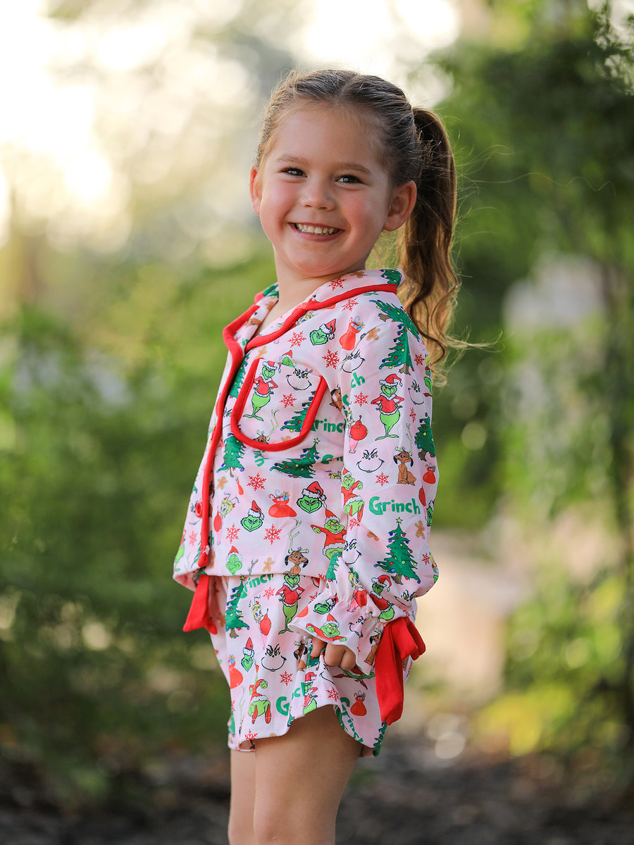 Christmas Tree Character Mommy And Me Ruffle Pajamas Set