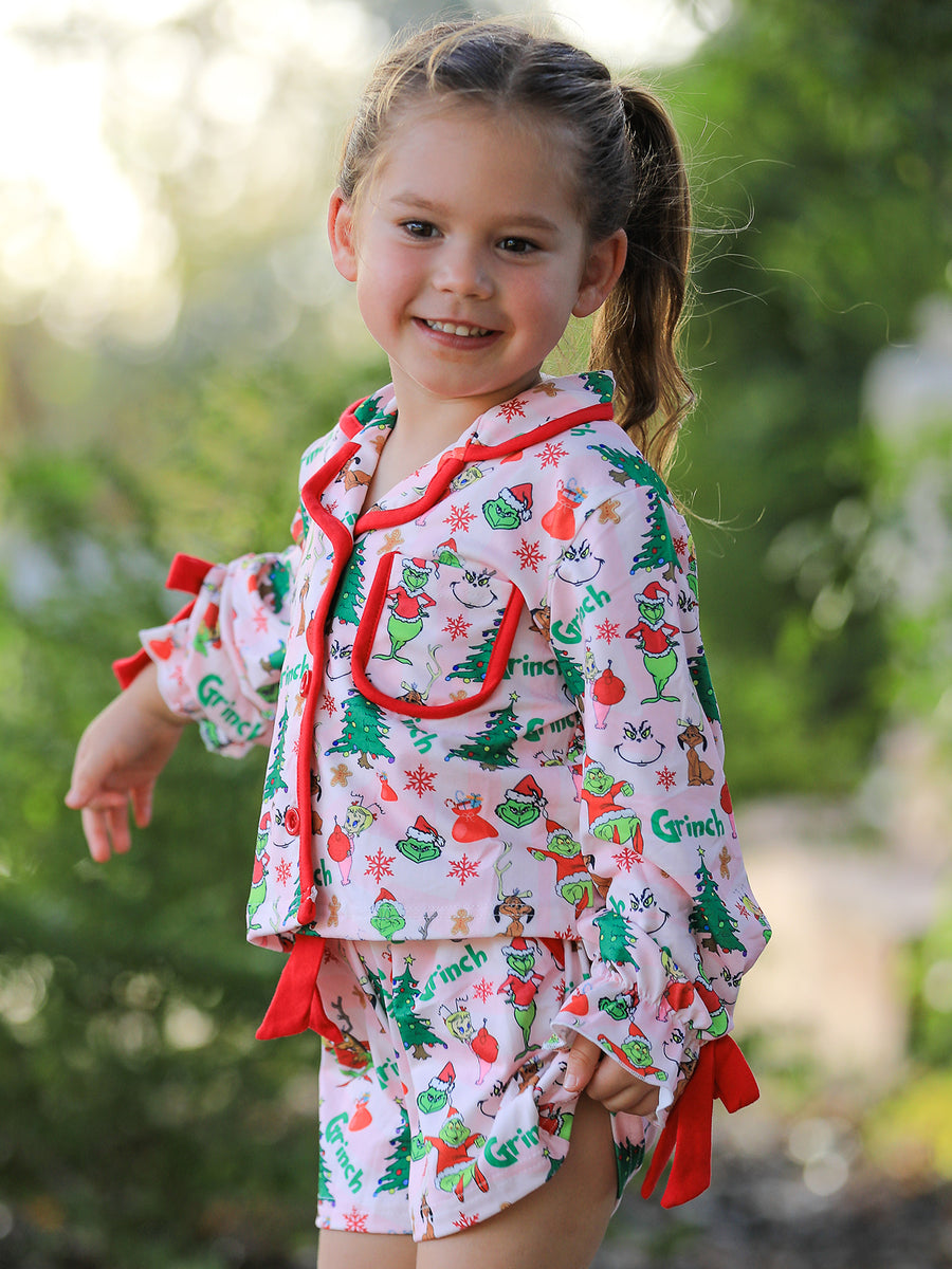 Christmas Tree Character Mommy And Me Ruffle Pajamas Set