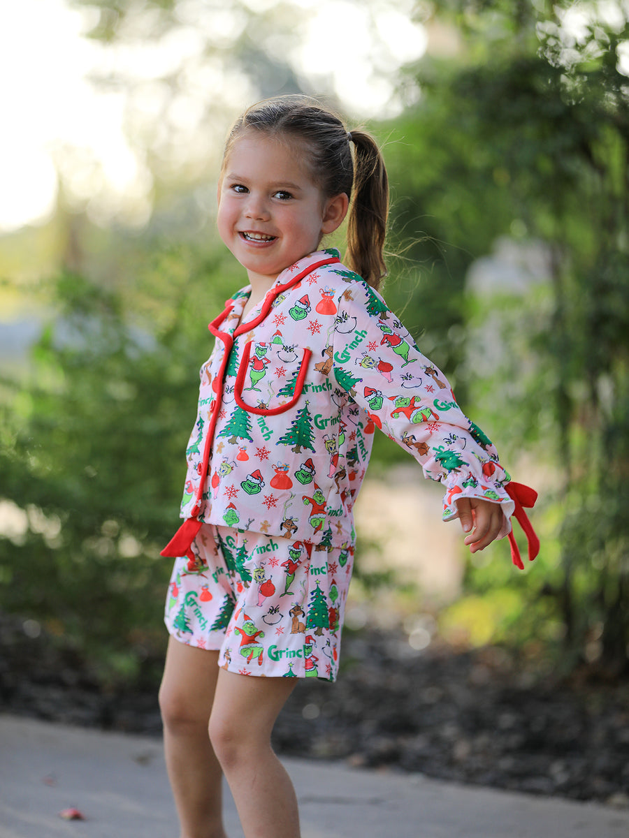 Christmas Tree Character Mommy And Me Ruffle Pajamas Set