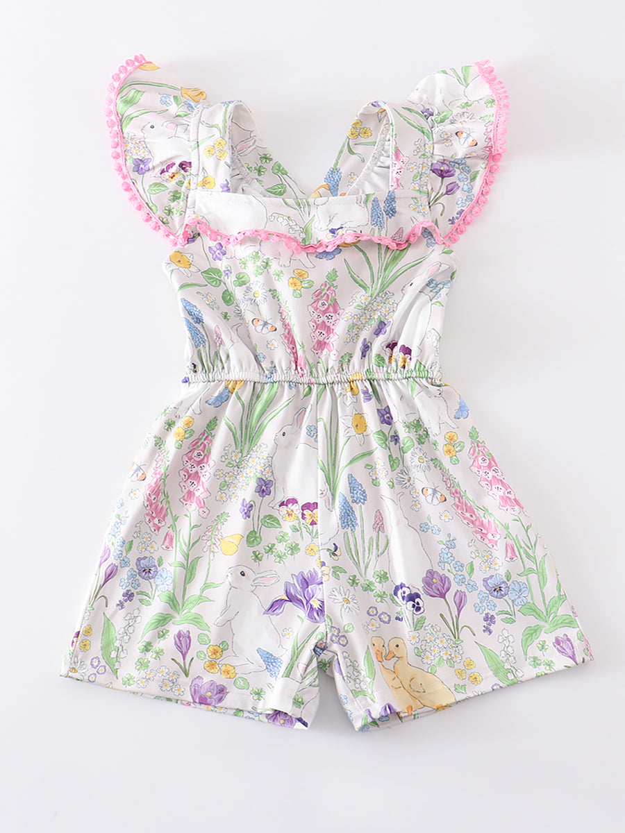 Easter Rabbit Print Girl Jumpsuits