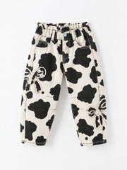 Girls Light Wash Bow Applique Relaxed Denim Jeans
