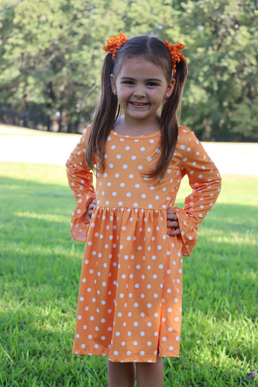 Thanksgiving Day Fall Girls Set Of 2 Pcs In One Package Pumpkin Print Dress