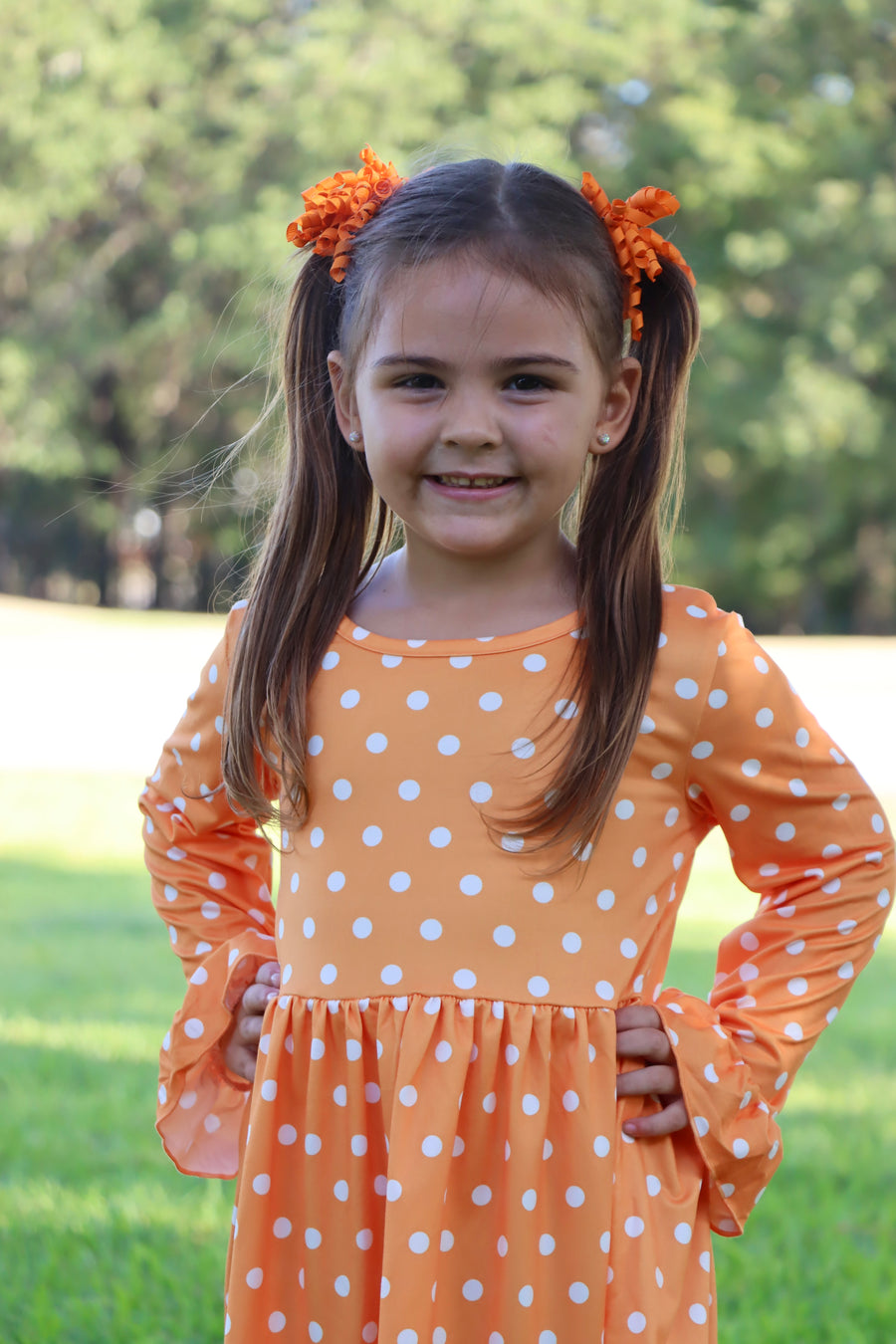 Thanksgiving Day Fall Girls Set Of 2 Pcs In One Package Pumpkin Print Dress