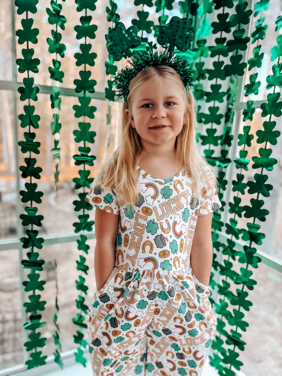 St Patrick's Day Shamrock Girl Jumpsuit