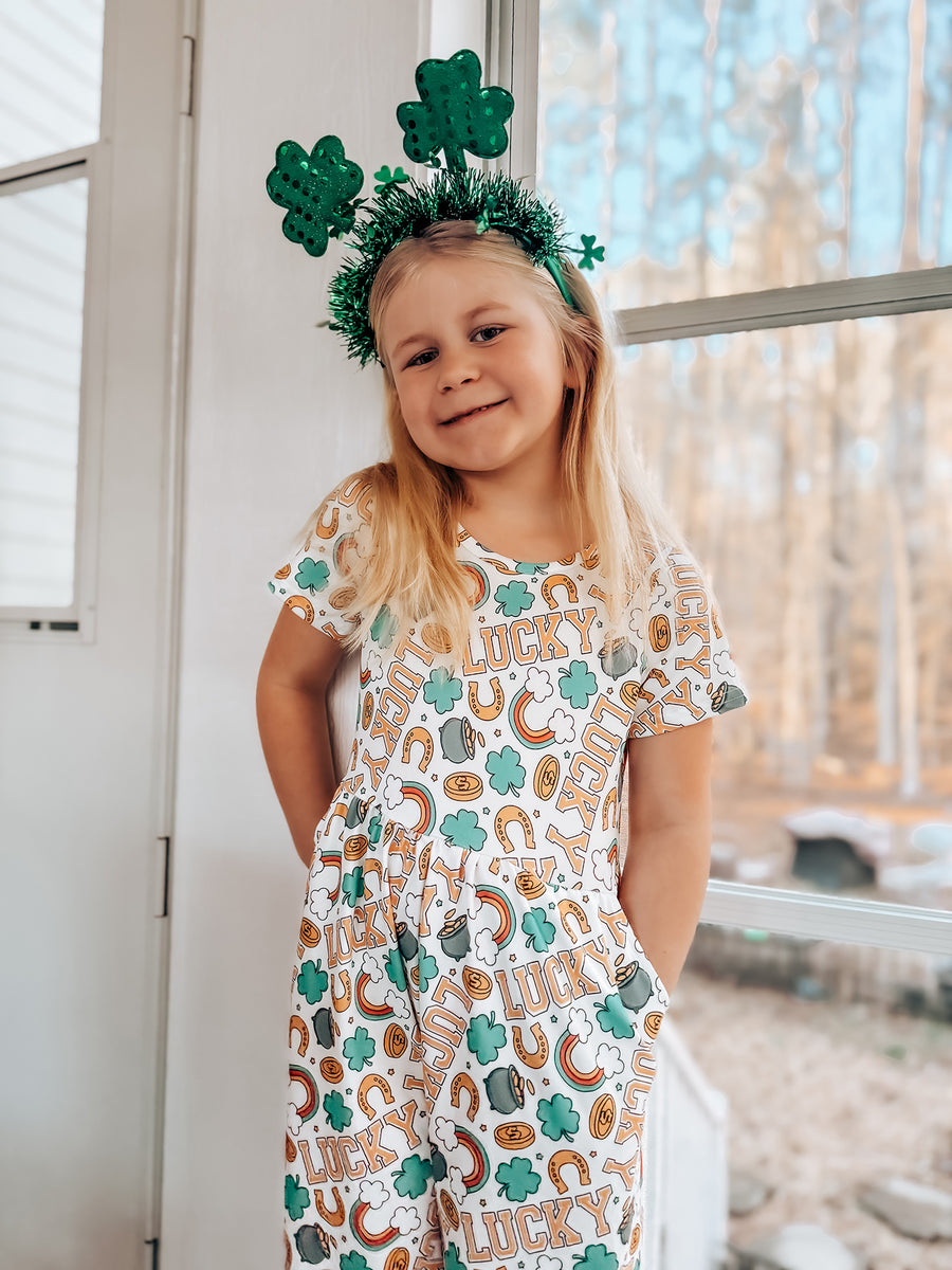 St Patrick's Day Shamrock Girl Jumpsuit