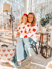 White Mommy & Me Heart Print Knit Pullover Sweater