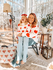 White Mommy & Me Heart Print Knit Pullover Sweater