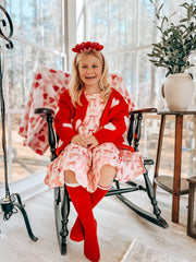 Toddler Girls Valentine Bow Print Long Sleeves Dress