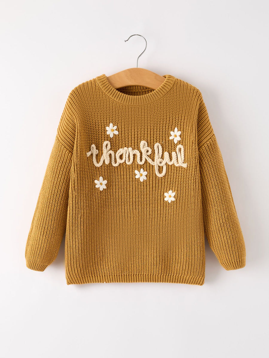 Fall Thanksgiving Brown Girls Pullover Sweater