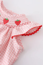 Baby Girls Strawberry Plaid Smocked Romper